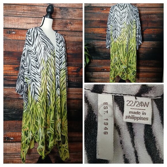 Cato Top Plus Size 22W 24W Kimono Duster Open Front Sheer Cover Piece Bohemian - Picture 1 of 7